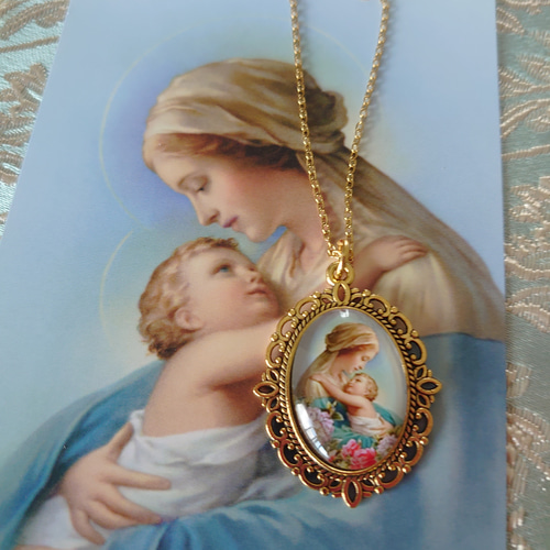 セール美しい聖母マリア様幼子キリスト薔薇の花美しい聖母子像ガラスの