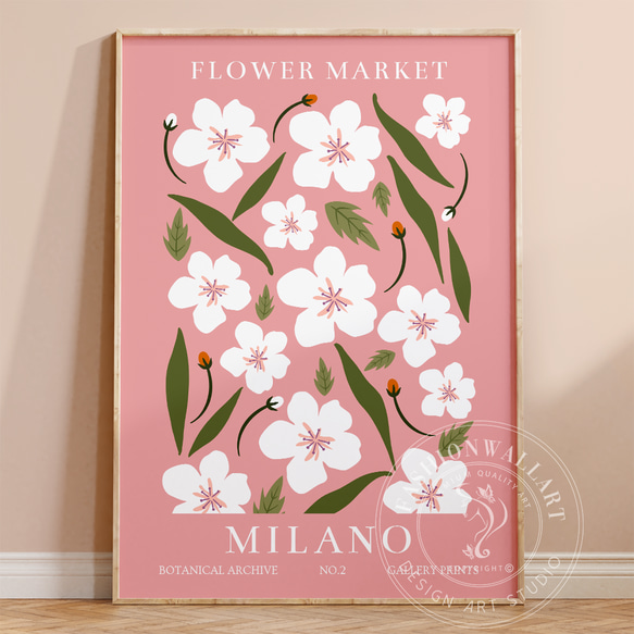 アートポスター フラワーマーケット ミラノ 花柄 北欧風 モダンアート