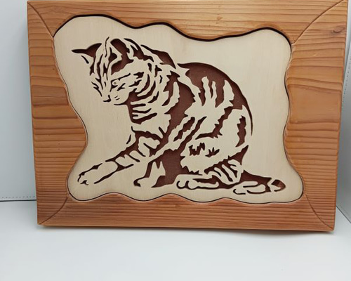 貼り絵アート　　木製の額入り　2個セット 木製切り絵アート・木はり絵手づくりキットの通販 きのわ