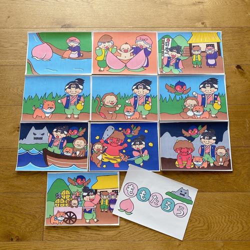 新作 ももたろう スケッチブックシアター 紙芝居風 お話 昔話