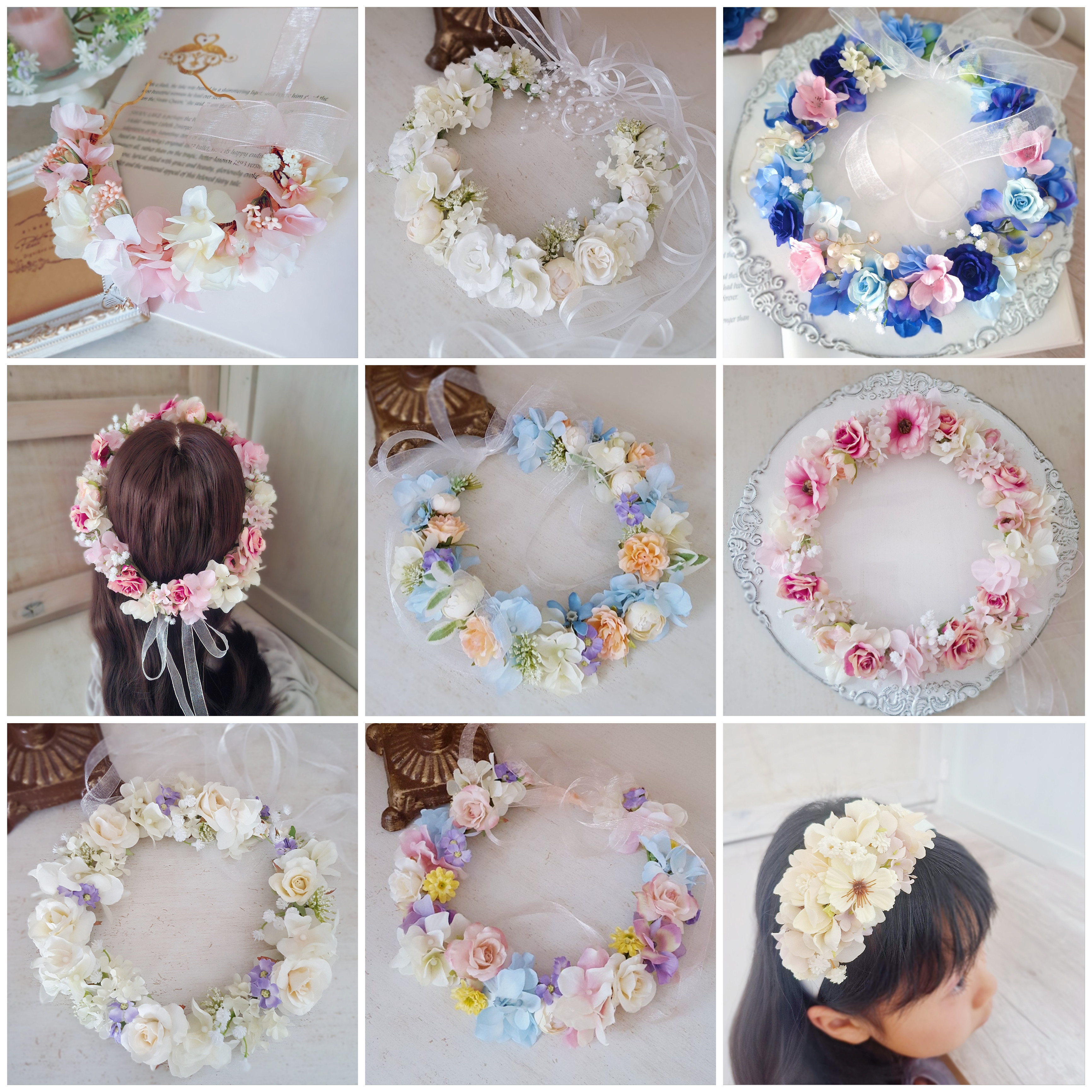 ドレスに合わせてオーダー花冠│ウェディング・結婚式・ブライダル│リースになる花かんむり　造花　花輪　ウェディング2025