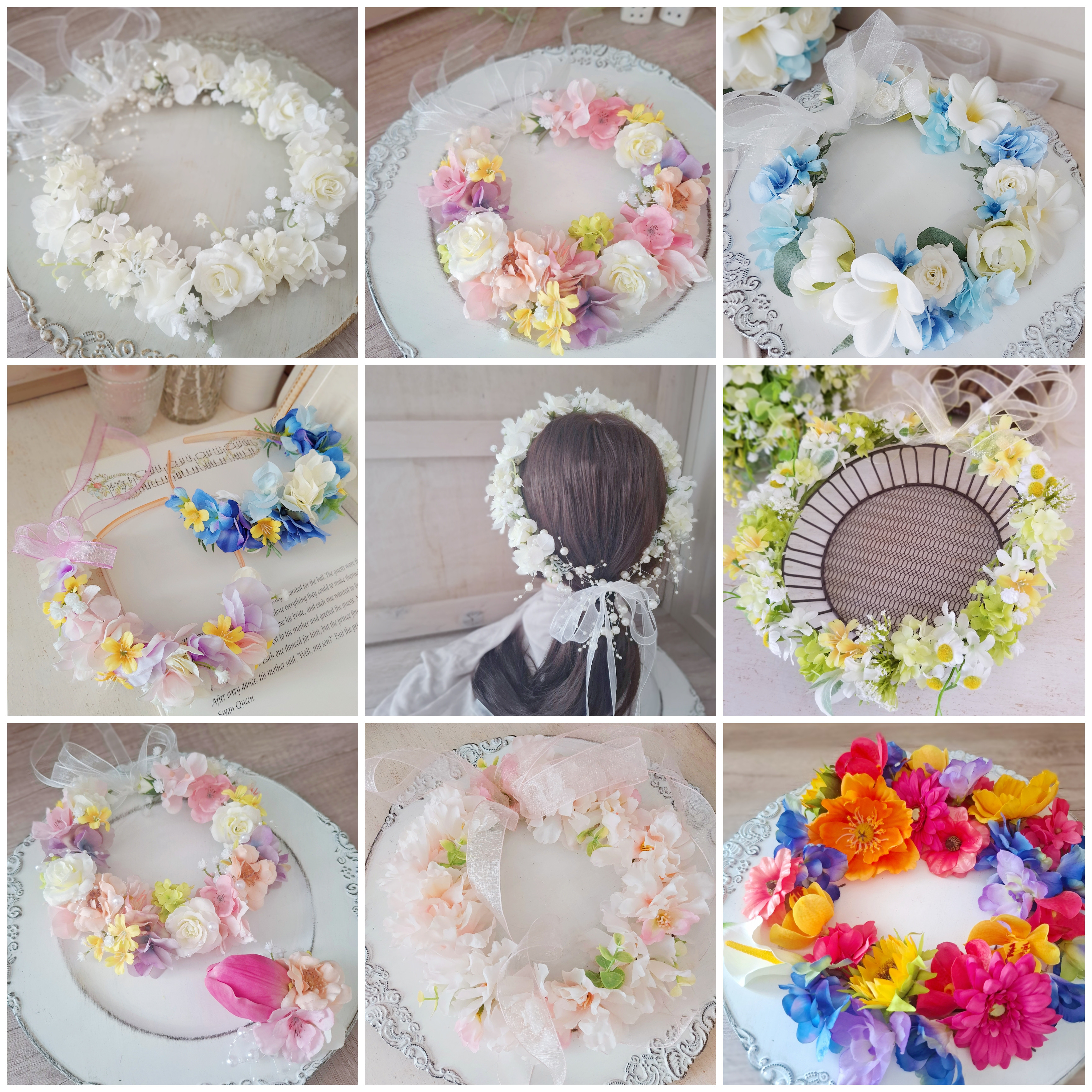 ドレスに合わせてオーダー花冠│ウェディング・結婚式・ブライダル│リースになる花かんむり　造花　花輪　ウェディング2025