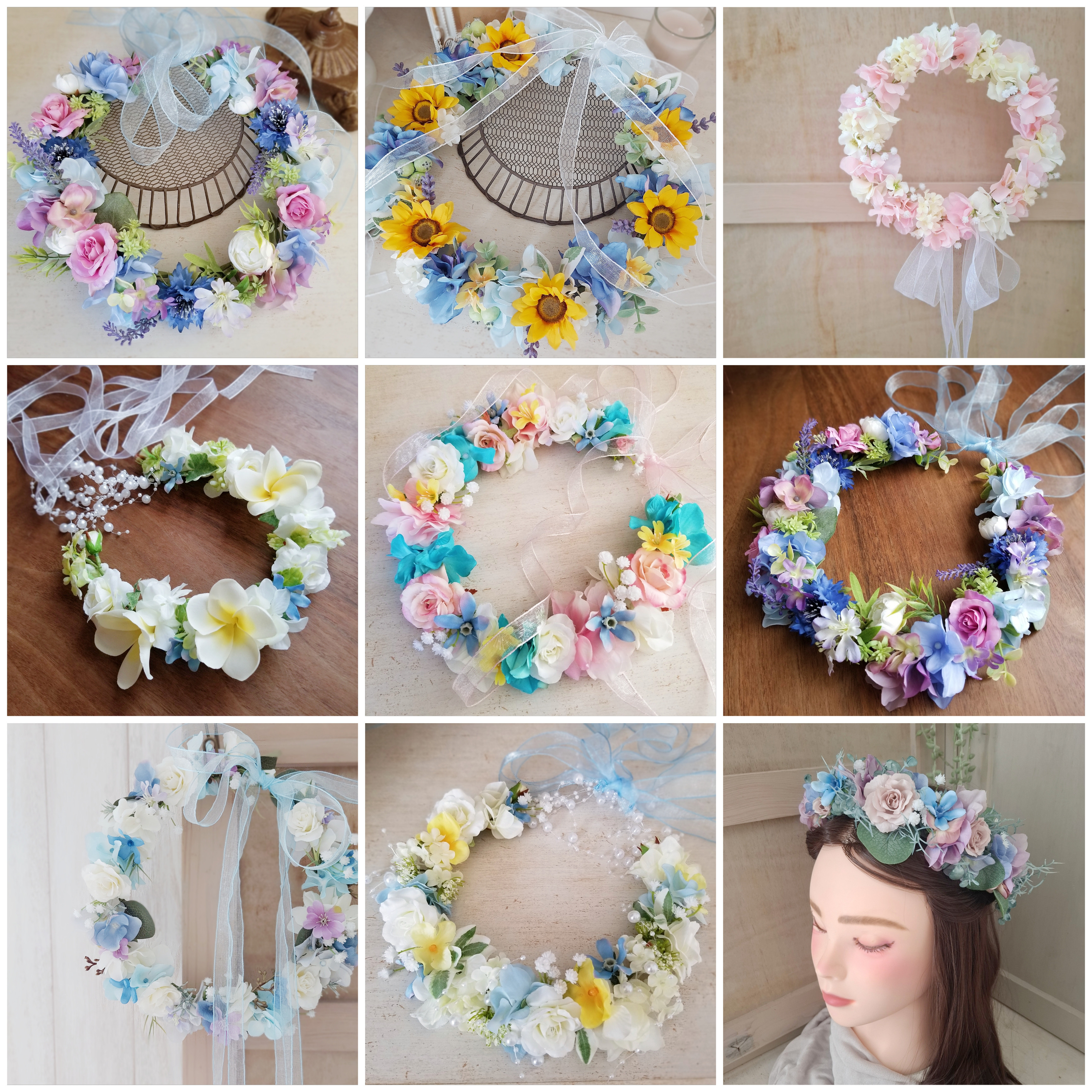 ドレスに合わせてオーダー花冠│ウェディング・結婚式・ブライダル│リースになる花かんむり　造花　花輪　ウェディング2025