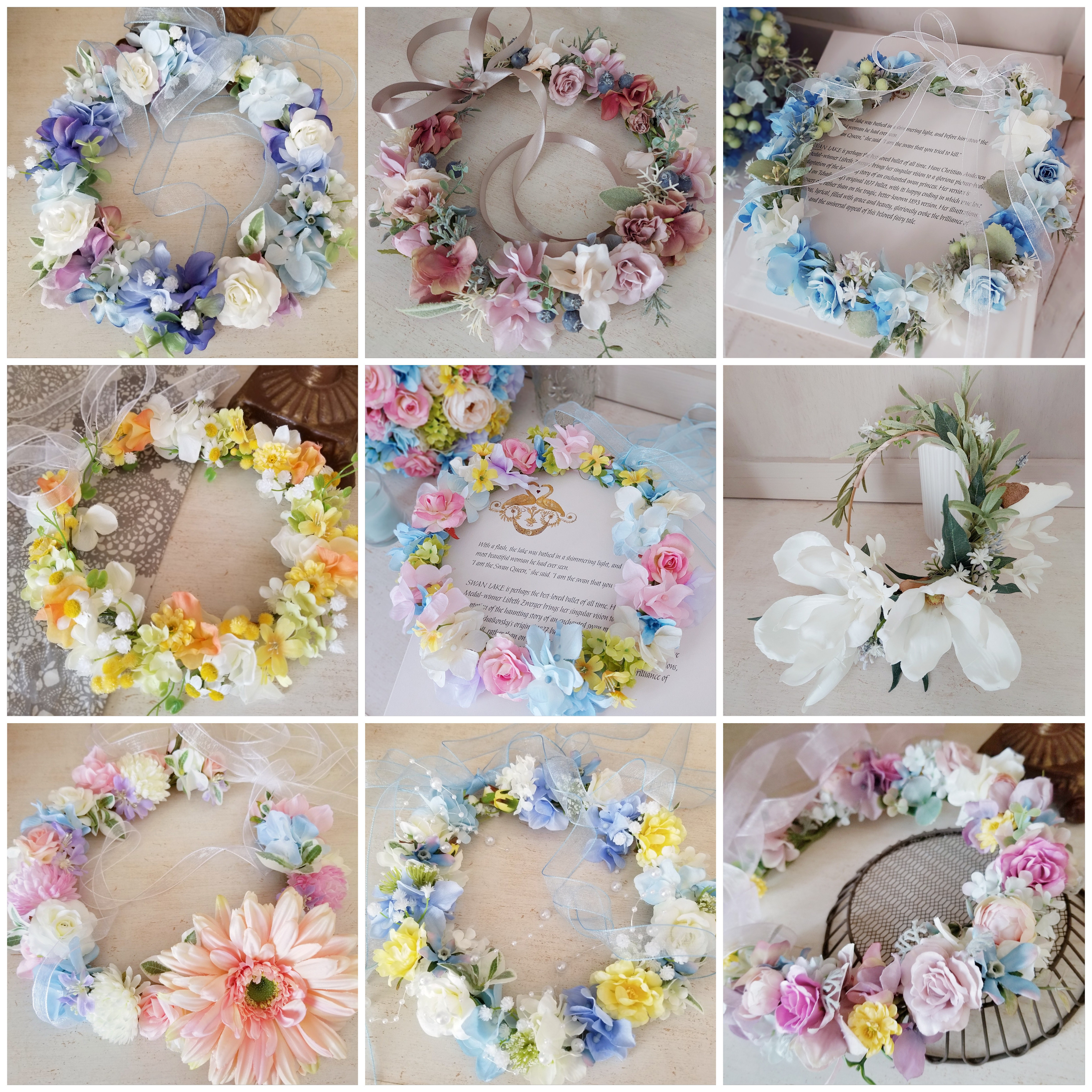ドレスに合わせてオーダー花冠│ウェディング・結婚式・ブライダル│リースになる花かんむり　造花　花輪　ウェディング2025