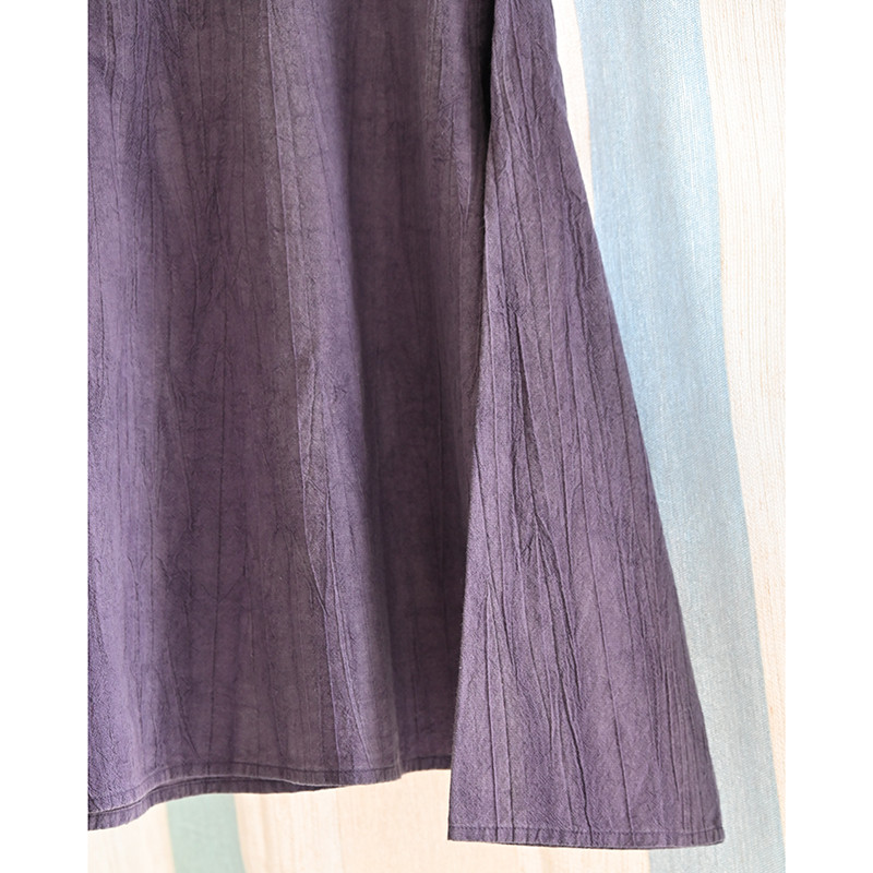 絞り染め綿麻Tシャツ　丸襟綿麻シャツ　長袖Tシャツ　3色　フリーサイズ　L610
