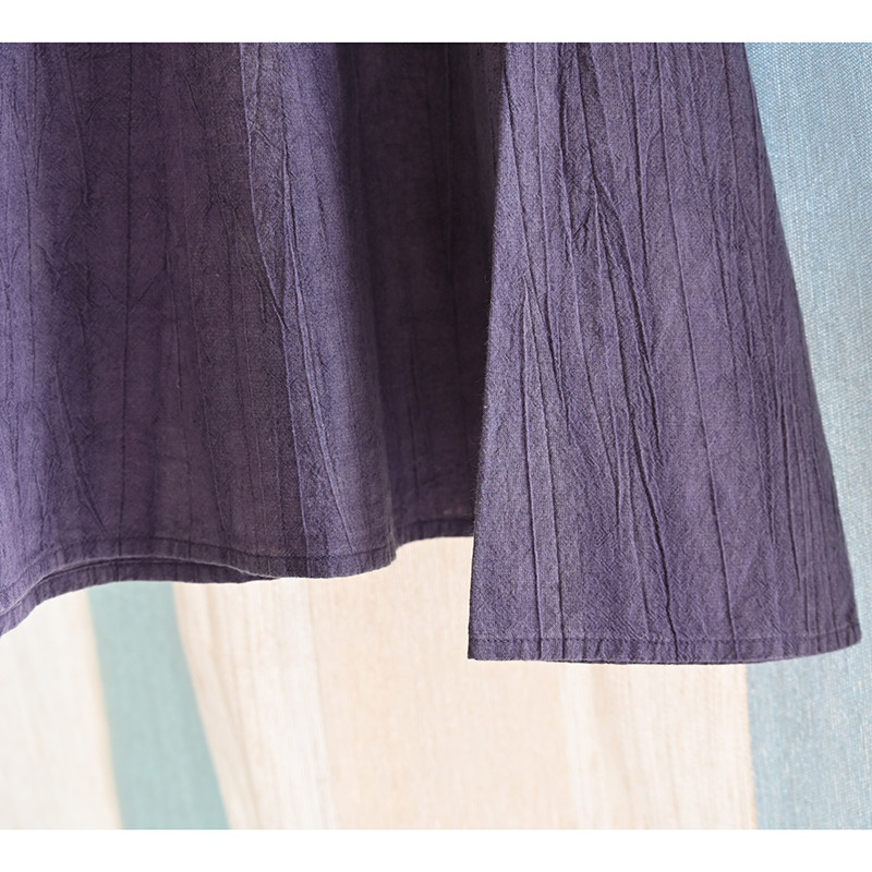 絞り染め綿麻Tシャツ　丸襟綿麻シャツ　長袖Tシャツ　3色　フリーサイズ　L610