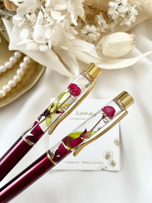 1輪の薔薇のハーバリウムボールペン プレゼント ギフト ばら バラ 誕生日 1枚目の画像
