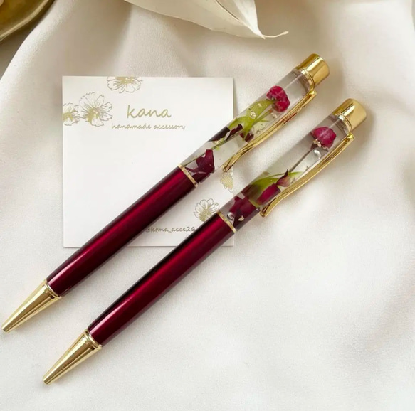 1輪の薔薇のハーバリウムボールペン プレゼント ギフト ばら バラ 誕生日 2枚目の画像