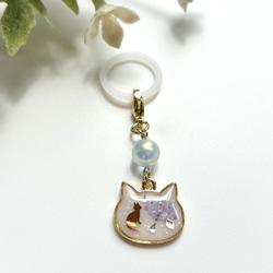 再販 レジン 螺鈿細工風猫ちゃんのネックレス ネックレス