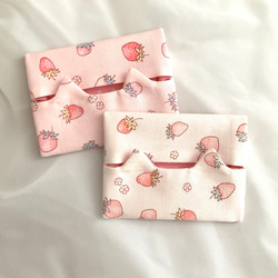 子供用ミニポケットティッシュケース 花柄 いちご柄 ２個セット ハンドメイド 2点セット 子供用 ポケットティッシュケース いちご柄 花柄 その他入園