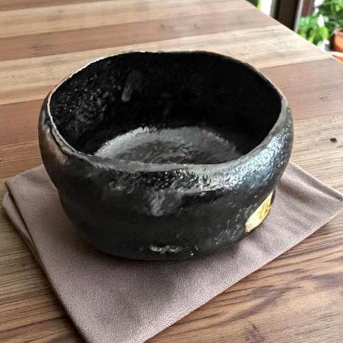 黒(楽)茶碗 先代 小川長楽作／修理済み 茶碗・めし碗 antique art