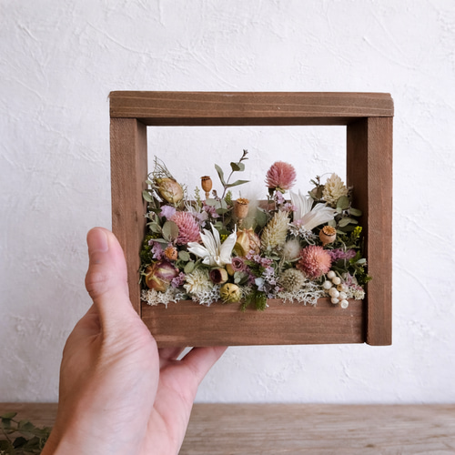 ドライフラワーの木製フレームアレンジメント ドライフラワー -残香