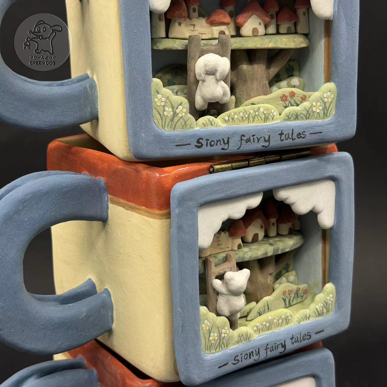 白磁立体コラージュアートカップ《樹の中の街》【siony】