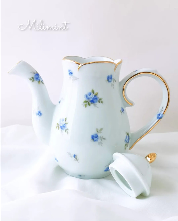 【受注制作】アンティークローズ ティーポット(茶こし無し)　薔薇　 2枚目の画像