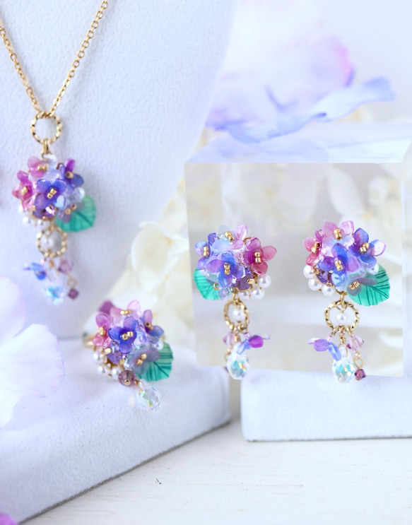 紫陽花しゃらりん*リング　　ギフト ラッピング 花 11枚目の画像