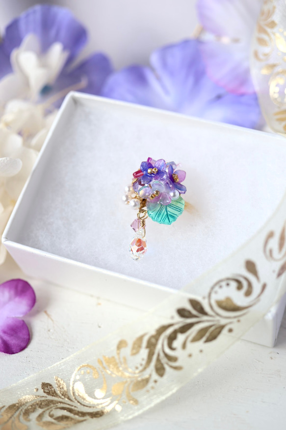 紫陽花しゃらりん*リング　　ギフト ラッピング 花 10枚目の画像