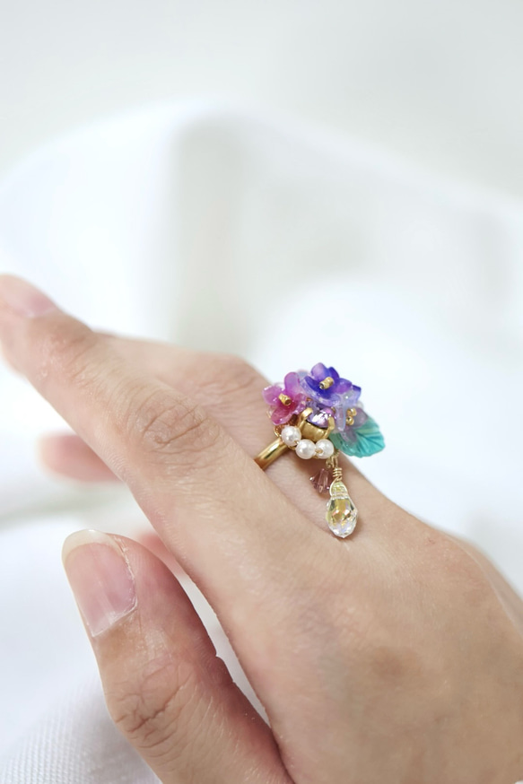 紫陽花しゃらりん*リング　　ギフト ラッピング 花 5枚目の画像