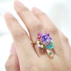 紫陽花しゃらりん*リング　　ギフト ラッピング 花 4枚目の画像