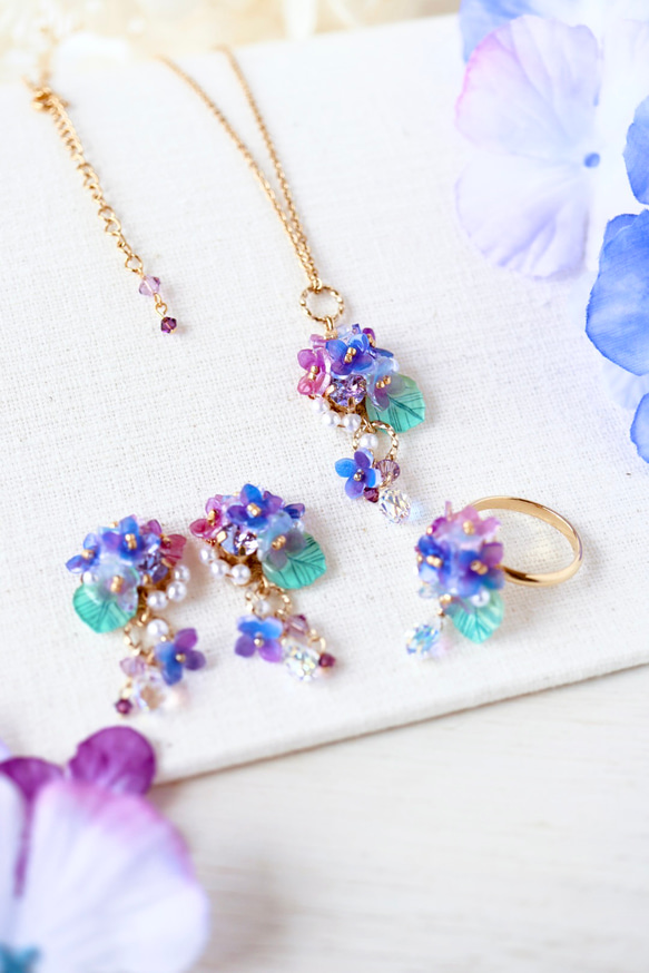 紫陽花しゃらりん*リング　　ギフト ラッピング 花 12枚目の画像