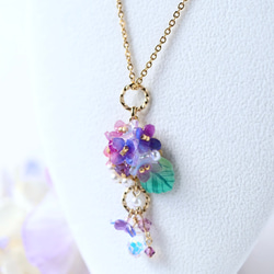 《セット割》紫陽花しゃらりん*ピアス／イヤリング＋ネックレス 11枚目の画像