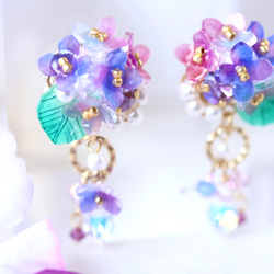 《セット割》紫陽花しゃらりん*ピアス／イヤリング＋ネックレス 8枚目の画像