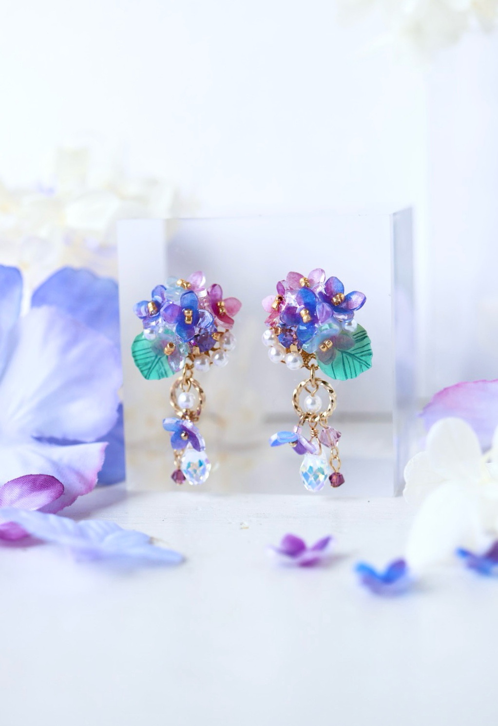 《セット割》紫陽花しゃらりん*ピアス／イヤリング＋ネックレス
