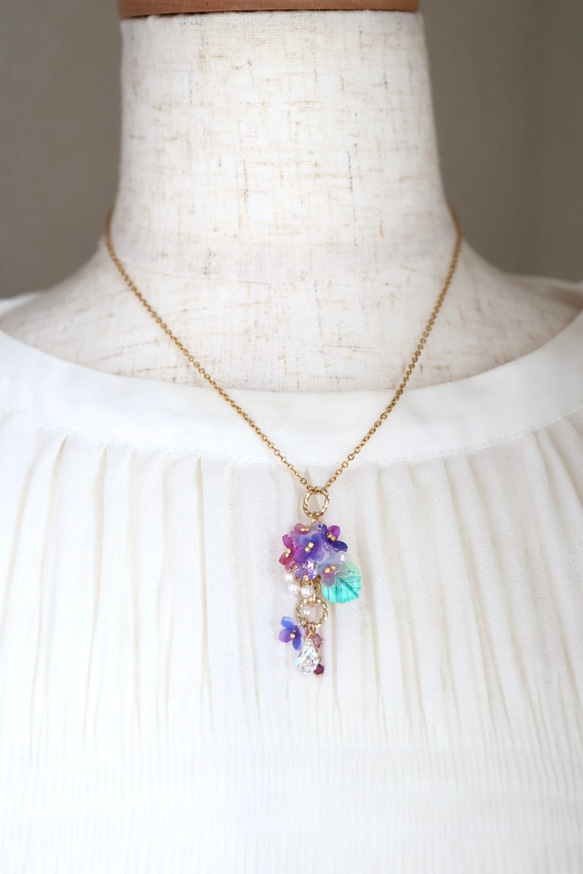 《セット割》紫陽花しゃらりん*ピアス／イヤリング＋ネックレス 12枚目の画像