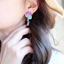 《セット割》紫陽花しゃらりん*ピアス／イヤリング＋ネックレス 5枚目の画像