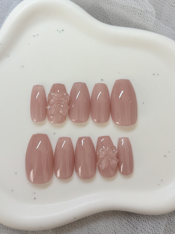 ちゅるんカラー クリアリボンネイルチップ オフィスネイルチップ
