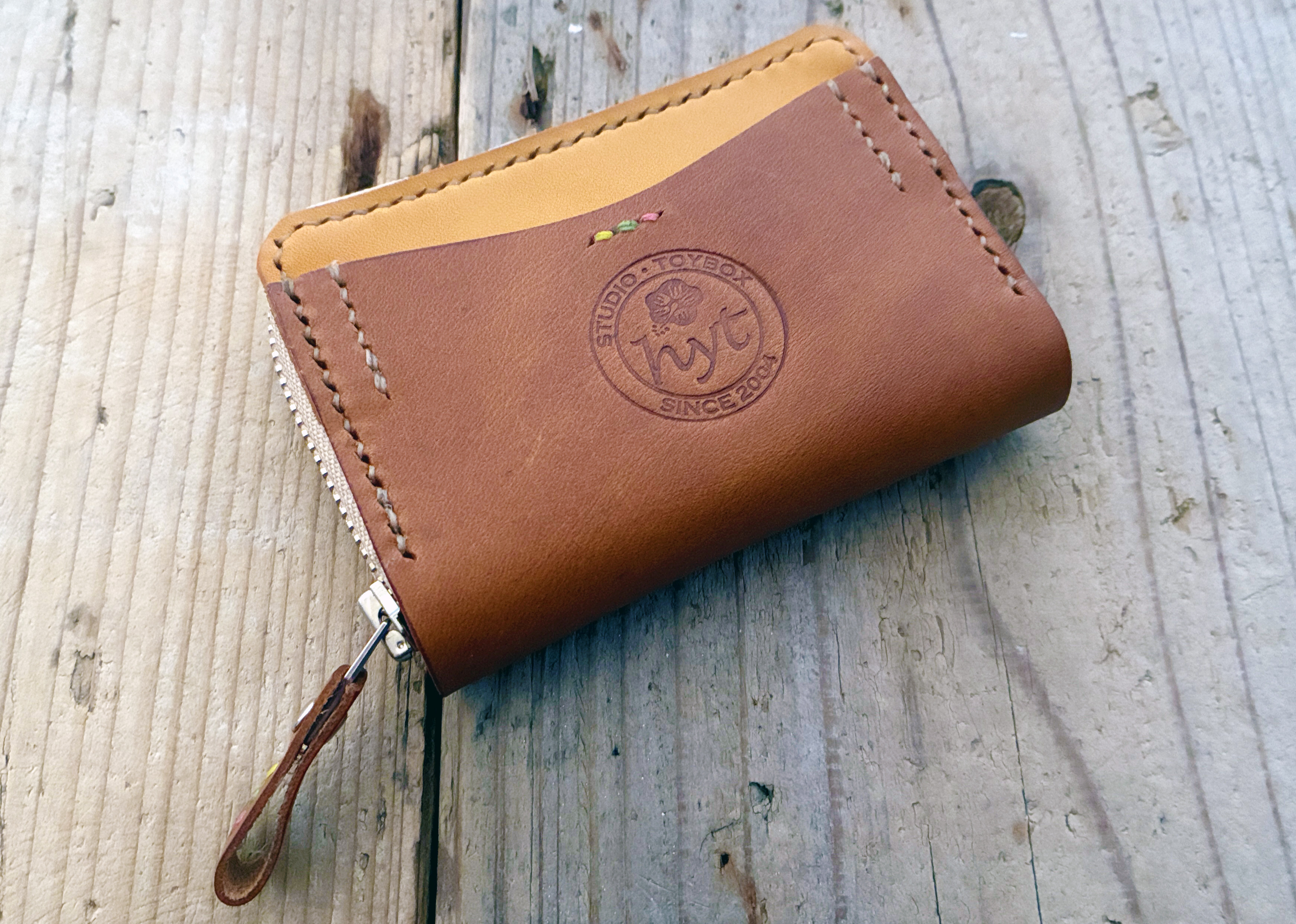 価格改定しました カードサイズの小さい財布　スモールカードウォレット　トラベル革小物　コニャック（茶）　ラッピング可