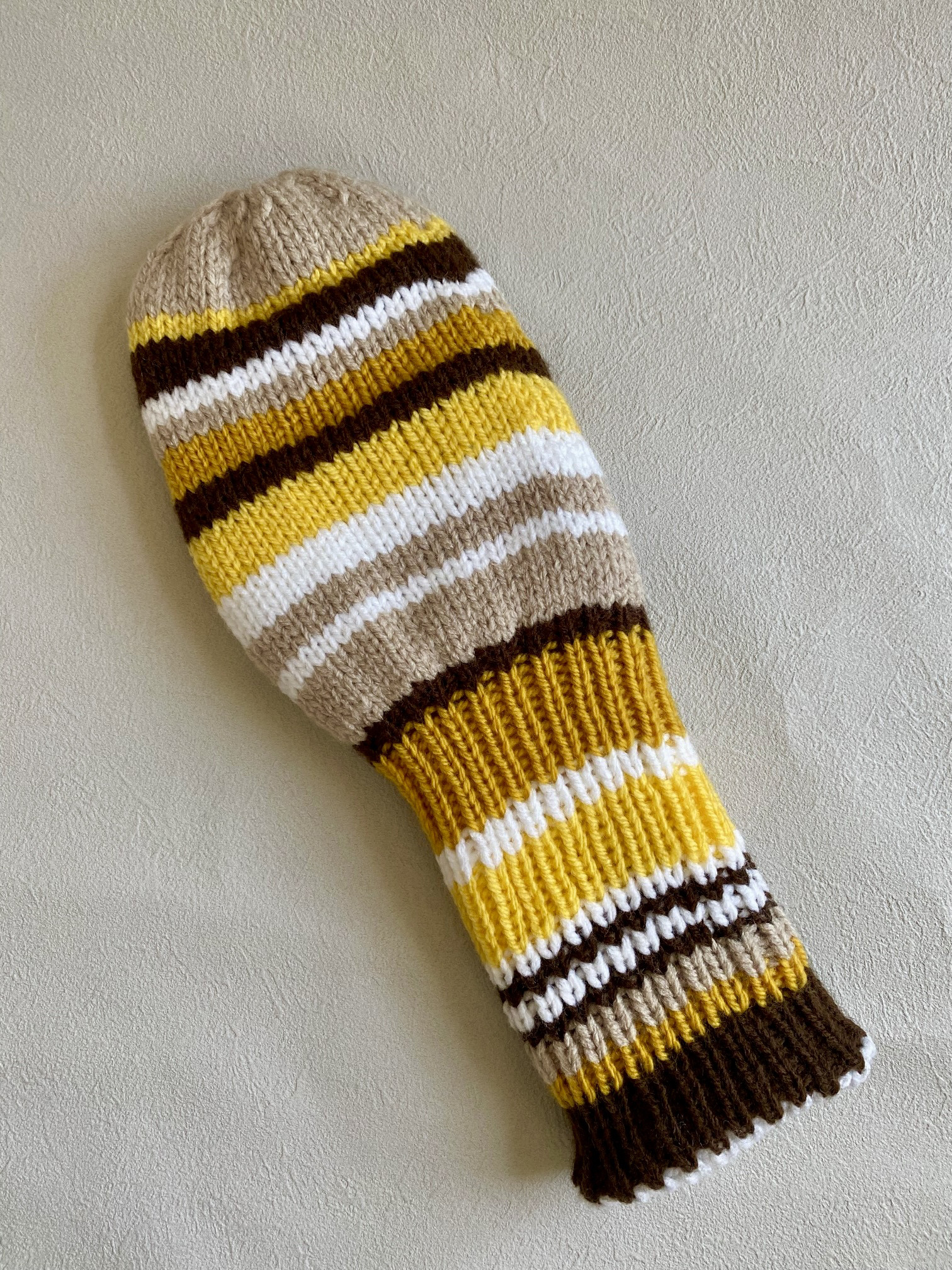 ゴルフクラブヘッドカバー　マスタードボーダー（ドライバーサイズ）