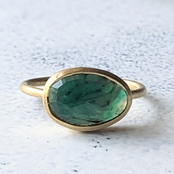 SALE】一点物 K18GP艶消し Silver925 11.5号 エメラルドリング 大人の