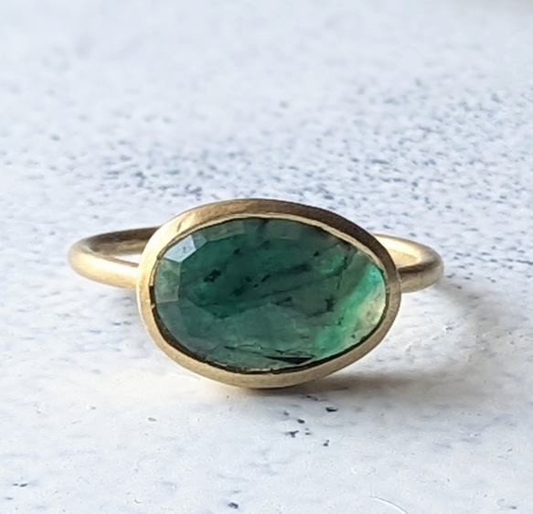 SALE】一点物 K18GP艶消し Silver925 11.5号 エメラルドリング 大人の