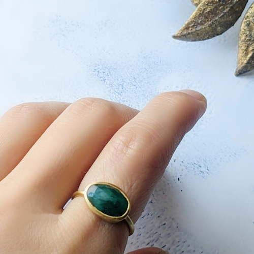 SALE】一点物 K18GP艶消し Silver925 11.5号 エメラルドリング 大人の