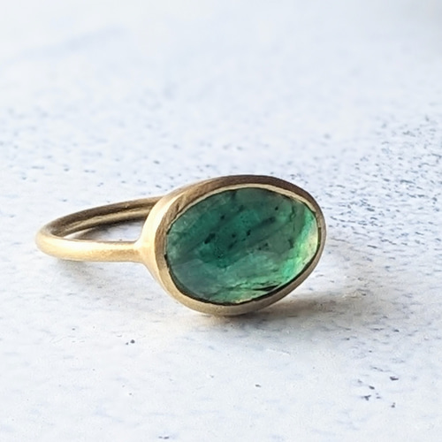 SALE】一点物 K18GP艶消し Silver925 11.5号 エメラルドリング 大人の