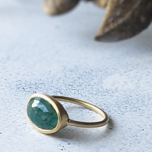 SALE】一点物 K18GP艶消し Silver925 11.5号 エメラルドリング 大人の