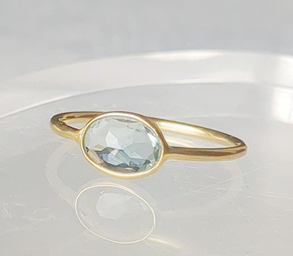 SALE】一点物 K18GP Silver925 14号 アクアマリンリング 大人の