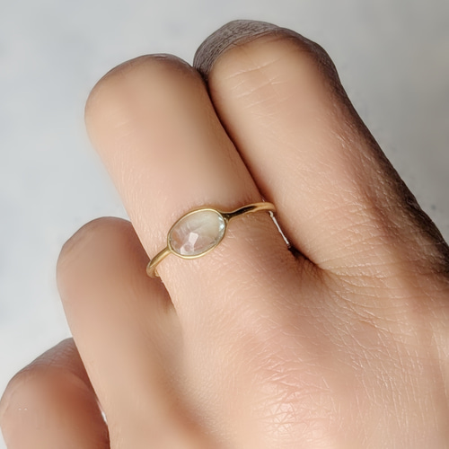 SALE】一点物 K18GP Silver925 14号 アクアマリンリング 大人の