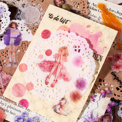 紙もの・シール 花野シリーズ 6種類180枚入り コラージュ 素材