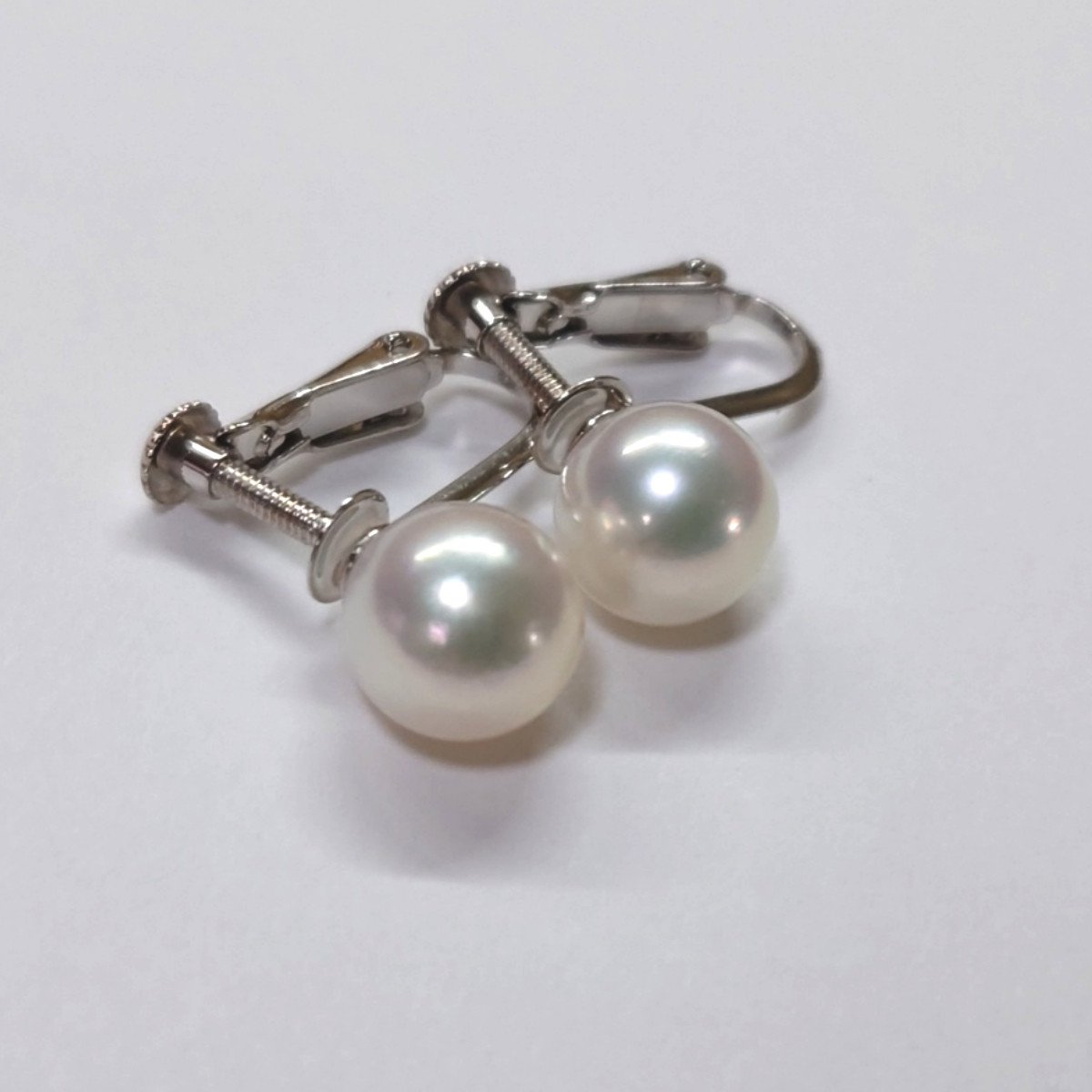 K14 WG 天然 アコヤ真珠 和珠 本真珠 7mmアップ イヤリング