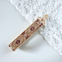 印度刺繡絲帶手帶智慧型手機吊帶經典花朵 第6張的照片