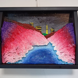 未来アートの「デコピン、打席に立つ」（クレイ絵画） 絵画