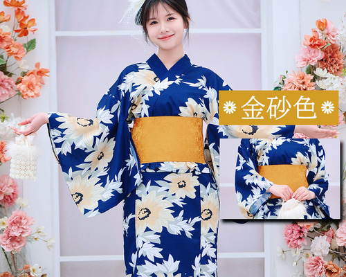 半幅帯 金砂色 桜模様 袴下帯 浴衣帯 暗紋 高級感 桜柄 卒業式 成人式