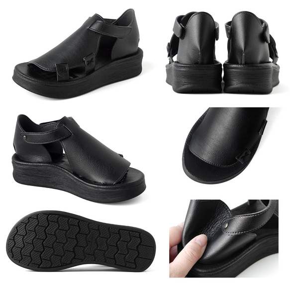 肌見せ控えめの大人サンダル (QUESP) 靴 日本製 国産素材 【納期5日以内発送】 9枚目の画像