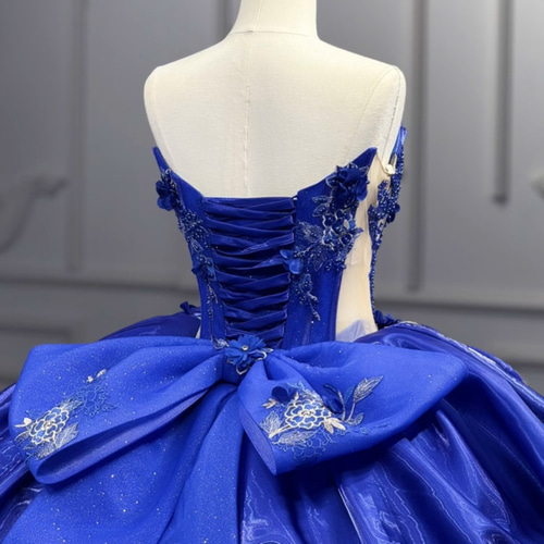 チュール プリンセスタイン 宝石色ブルー 優雅エレガント バックリボン