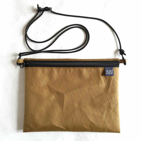 X-Pac フラットポーチ  ブラウン  L アウトドア軽量サコッシュ ナイロン　ミニショルダーバッグ 1枚目の画像