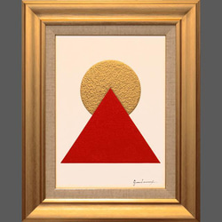 大人の上質  古代の神秘△ピラミッドパワー赤富士△がんどうあつし肉筆油絵画 絵画