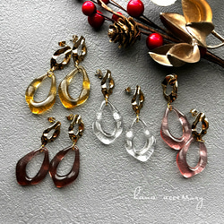 #803 再販 氷 シルバー クリア 大ぶり ハンドメイド ピアス イヤリング 再販】シルバー クリア 氷 大ぶり アシンメトリー ハンドメイド