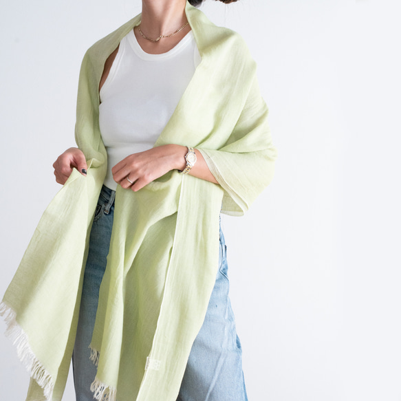 LOEVE コットン&シルク 大判ショール　新品 THREE FIFTY STANDARD シルク混のやわらか大判ストール〈ブルー