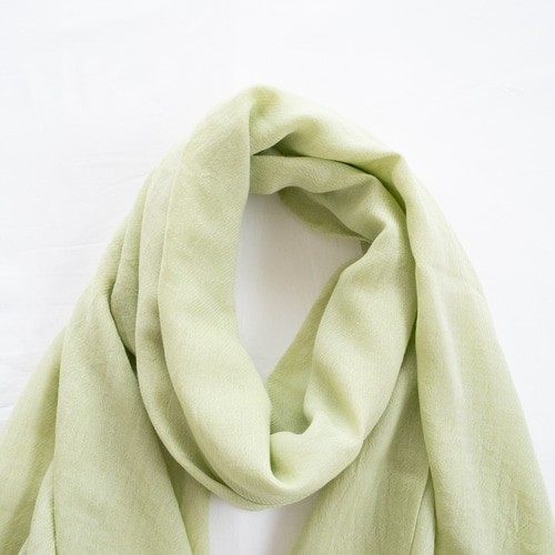 播州織 コットンリネン大判ストール グリーン 透け感/ショール